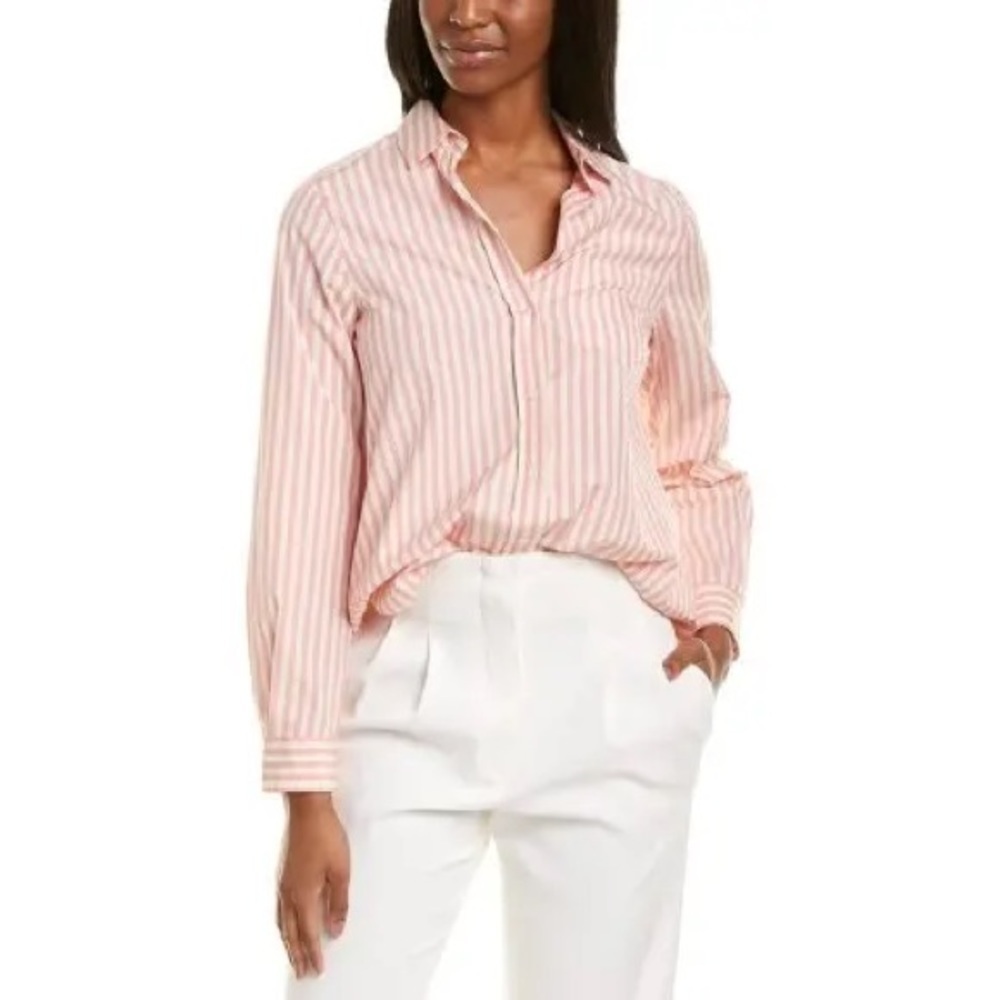 MaxMara Blush Pink & White Striped Button-Down Shirt